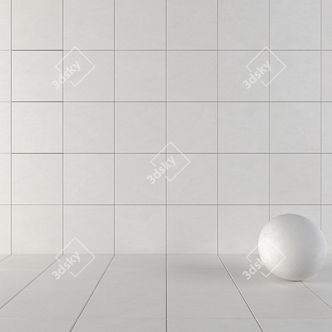 Basalt White Concrete Wall Tiles 3D model image 1