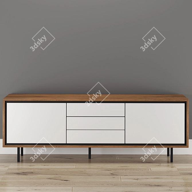 JYSK HALBY Wood and Metal Sideboard Chest 3D model image 5