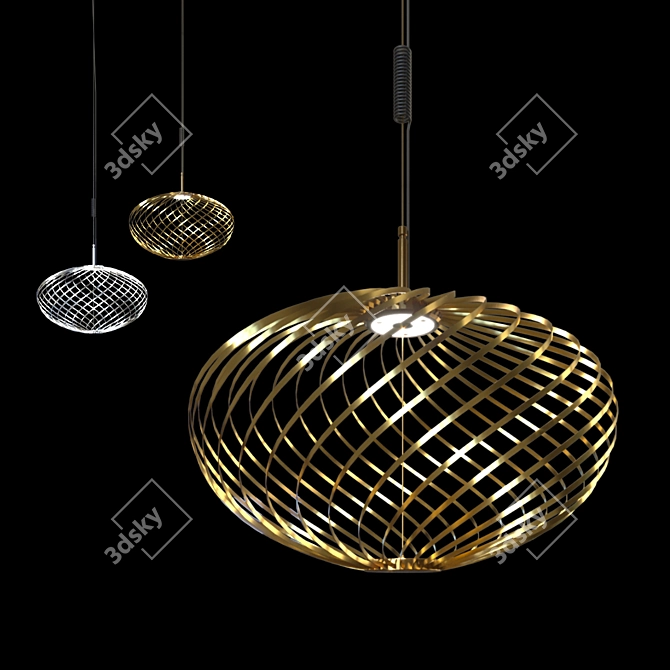 Tom Dixon Spring Pendant: Brass & Silver 3D model image 1