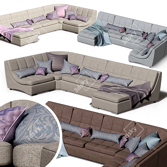 Modular Corner Sofa San Diego - 4 Colors Available 3D model image 1