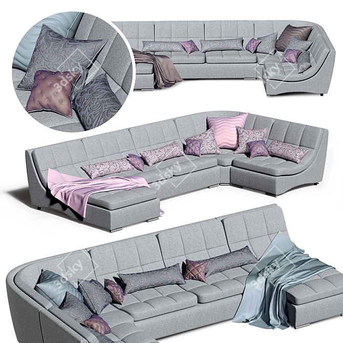 Modular Corner Sofa San Diego - 4 Colors Available 3D model image 3
