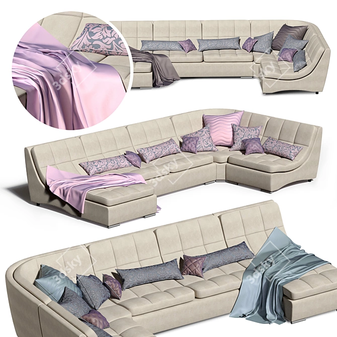 Modular Corner Sofa San Diego - 4 Colors Available 3D model image 4