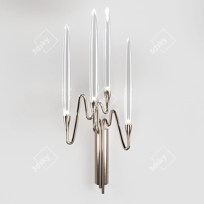 Pezzo 3 44.838: Stylish Art-Deco Metal Wall Sconce with Clear Glass Shades 3D model image 1