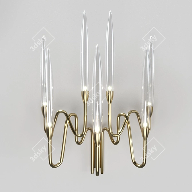 Pezzo 3 44.839 - Stylish Brass and Glass Art Deco Light Fixture 3D model image 1