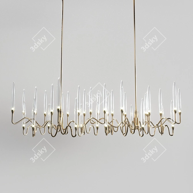 Art-Deco Brass Pendant Light 3D model image 1