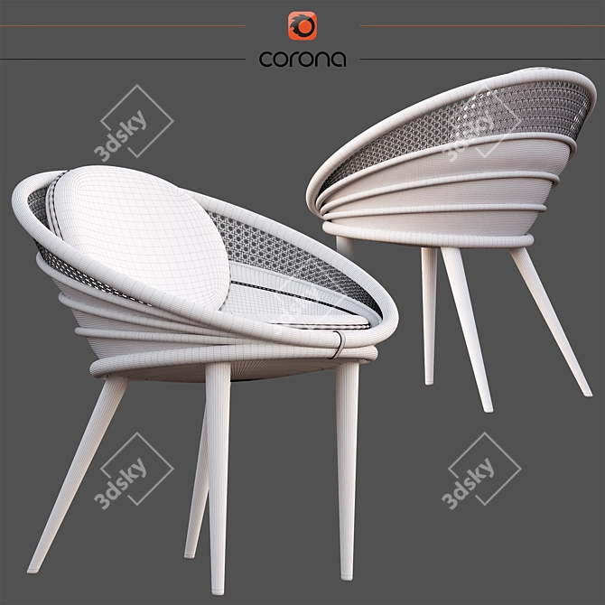 Exquisite Ndebele Dining Chair 3D model image 4
