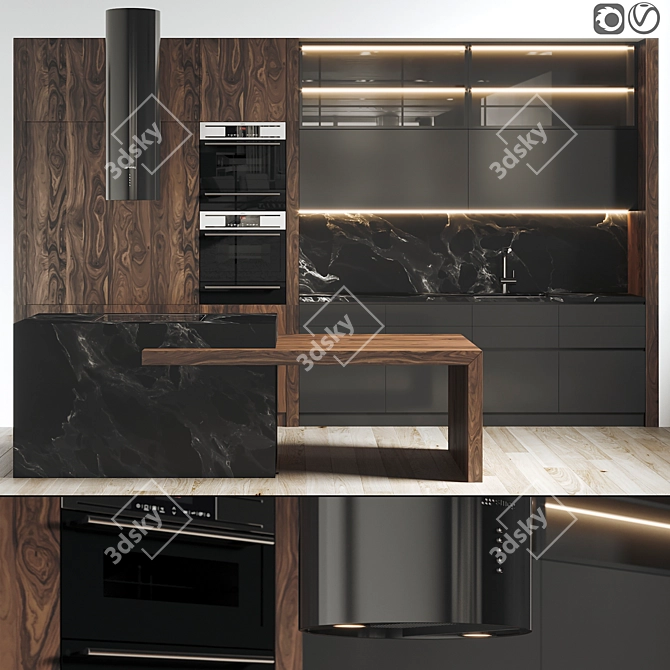 Modern Style Kitchen Design & Modeling 3D model image 1