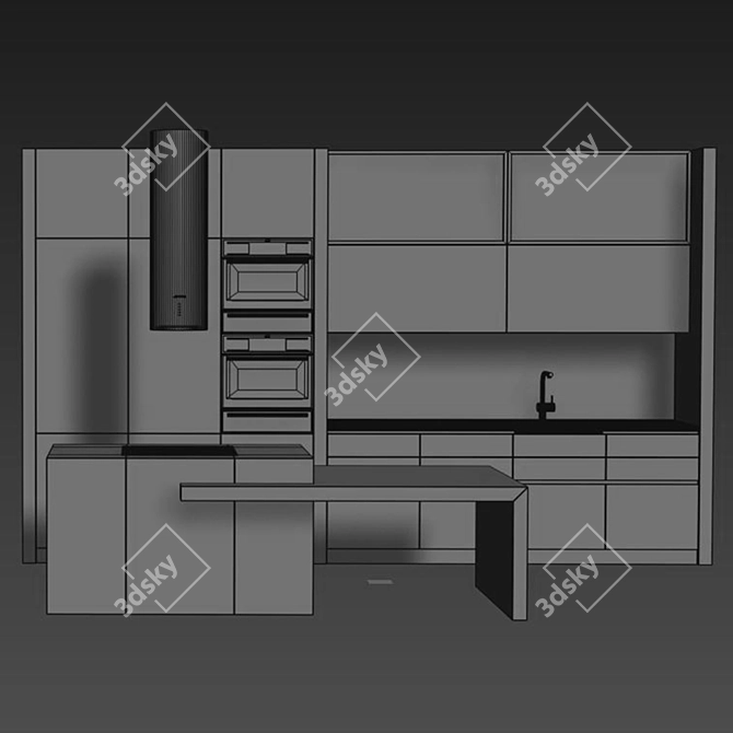 Modern Style Kitchen Design & Modeling 3D model image 4