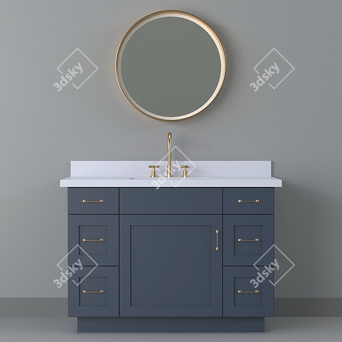 Elegant Gold Bathroom Set 3D model image 1