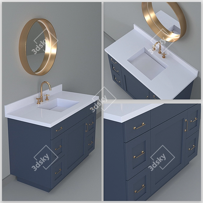 Elegant Gold Bathroom Set 3D model image 2