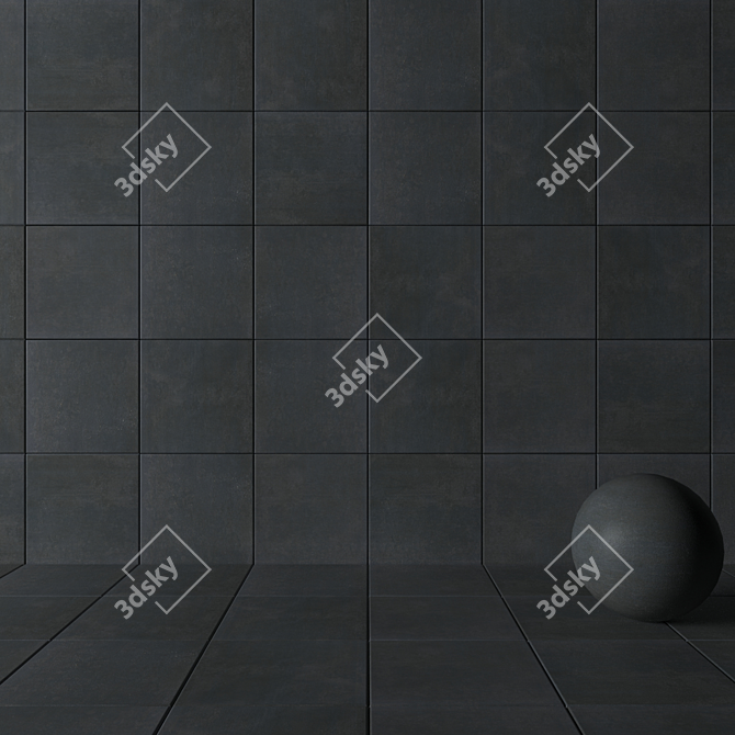 Cemento Anthracite Concrete Wall Tiles 3D model image 3