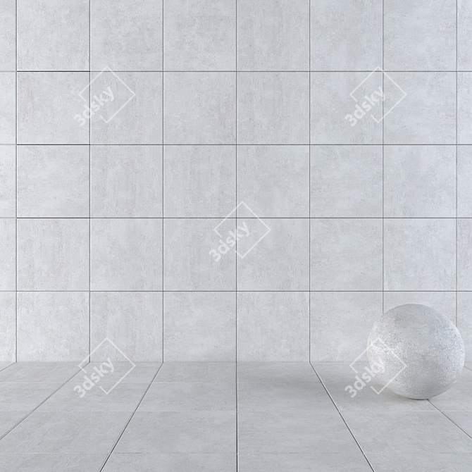 Cemento White Concrete Tiles: Modern Elegance for Your Walls 3D model image 1
