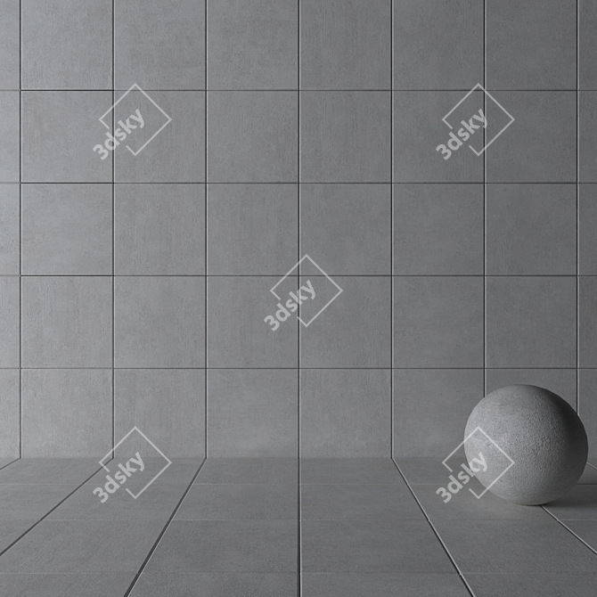 Cemento White Concrete Tiles: Modern Elegance for Your Walls 3D model image 3