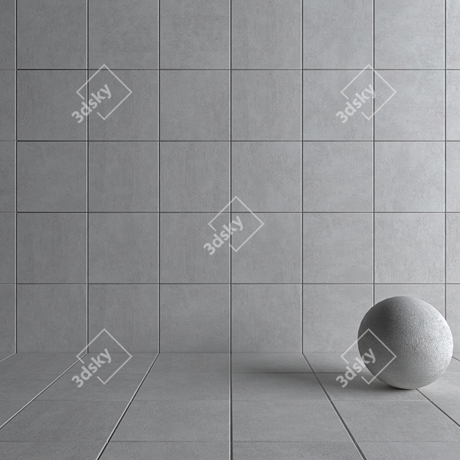 Cemento White Concrete Tiles: Modern Elegance for Your Walls 3D model image 4