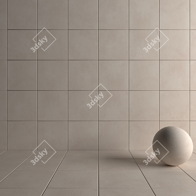 CORE Beige Concrete Wall Tiles 3D model image 4