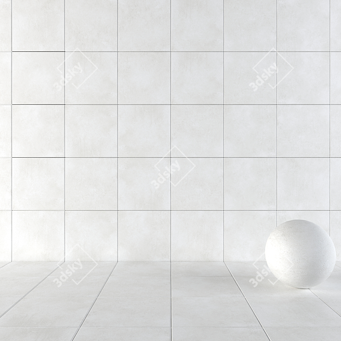 CORE White Concrete Wall Tiles 3D model image 1