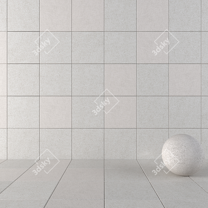 Euro Greige Concrete Wall Tiles: Multi-Texture Set 3D model image 1