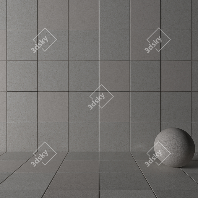 Euro Greige Concrete Wall Tiles: Multi-Texture Set 3D model image 3