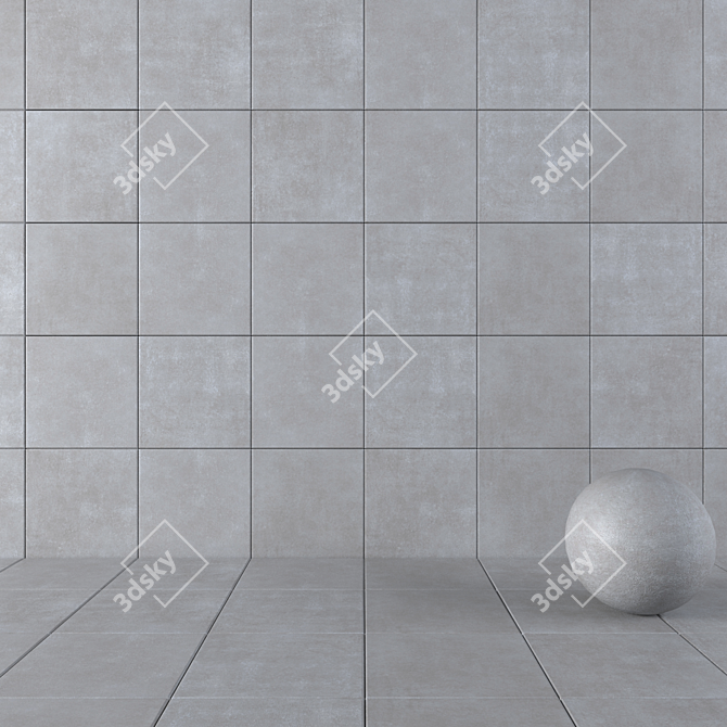 Industrial Chic Concrete Wall Tiles 3D model image 1