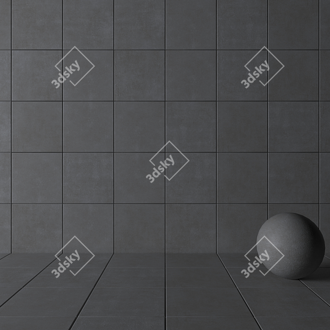 Industrial Chic Concrete Wall Tiles 3D model image 3