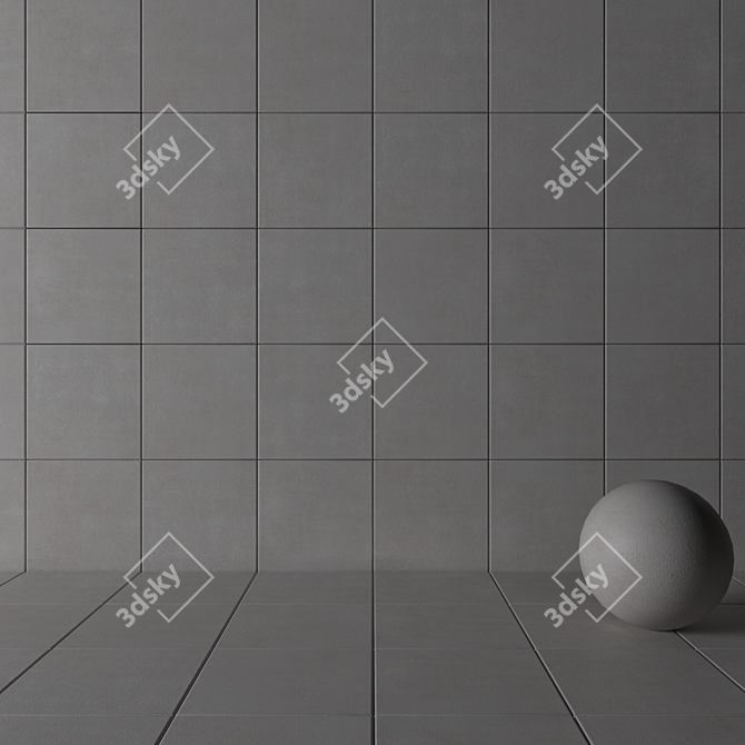 Gray Home Concrete Wall Tiles 3D model image 3