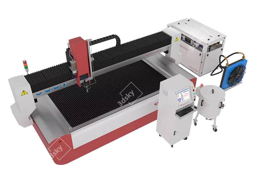 Precision Waterjet Cutting Machine 3D model image 1