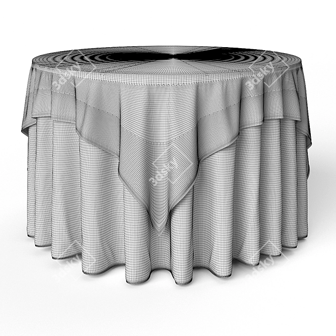 Oriental Round Tablecloth - Elegant Dining Solution 3D model image 3