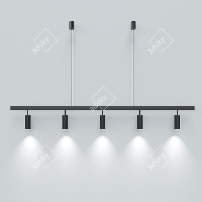 ModernLong Lamp with Shade Cylinders 3D model image 2