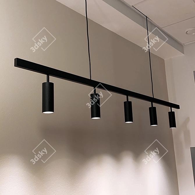 ModernLong Lamp with Shade Cylinders 3D model image 3