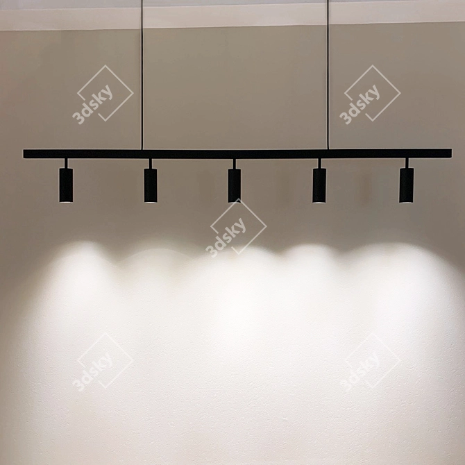 ModernLong Lamp with Shade Cylinders 3D model image 5