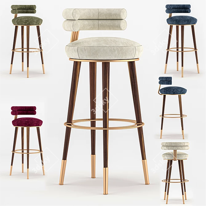 Elegant Upholstered Betsy Bar Chair 3D model image 4