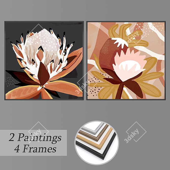 Elegant Wall Art Set: No. 1020 3D model image 1