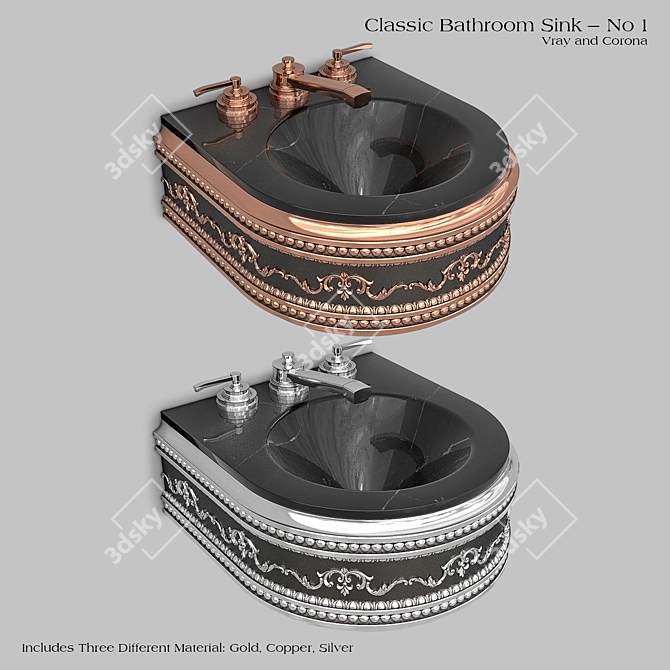 Vintage Wash Basin 3D model image 2