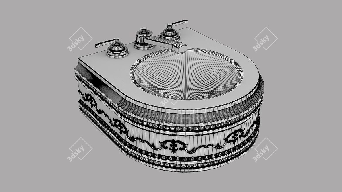 Vintage Wash Basin 3D model image 3