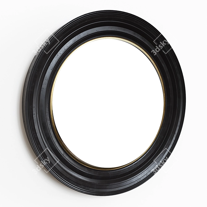 Elegant Black & Gold Convex Mirror 3D model image 6