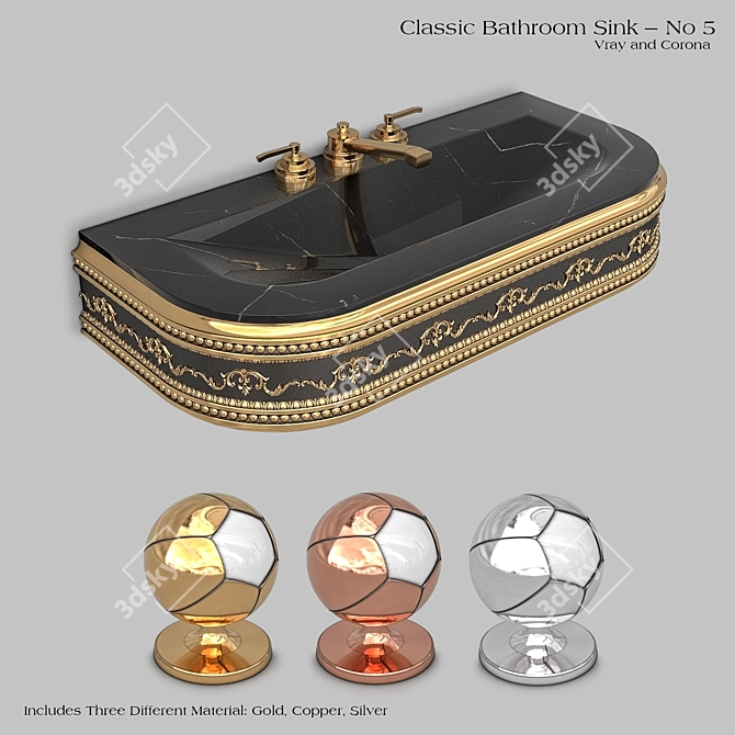  Elegant Wash Basin Set 3D model image 1