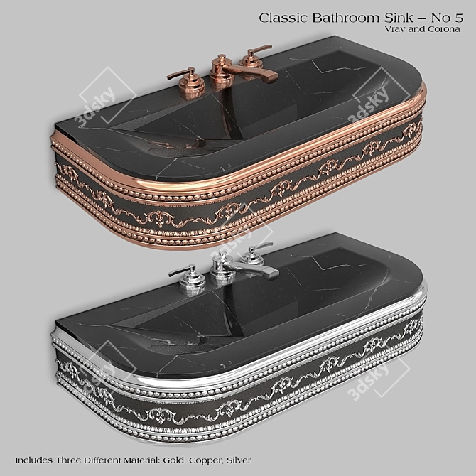  Elegant Wash Basin Set 3D model image 2