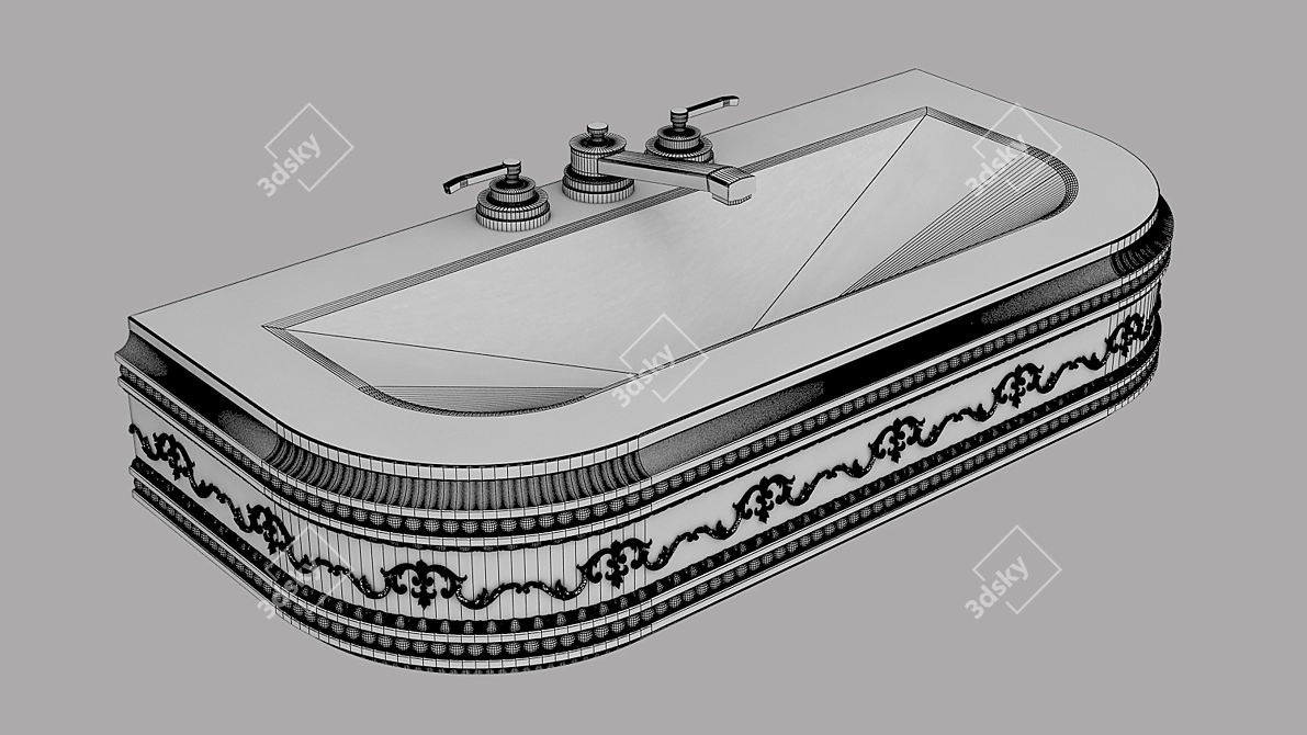  Elegant Wash Basin Set 3D model image 3