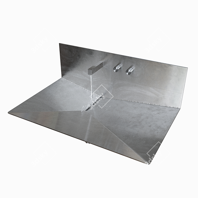 Elegant Wall Mount Stainless Steel Sink 3D model image 1