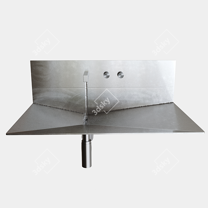 Elegant Wall Mount Stainless Steel Sink 3D model image 3
