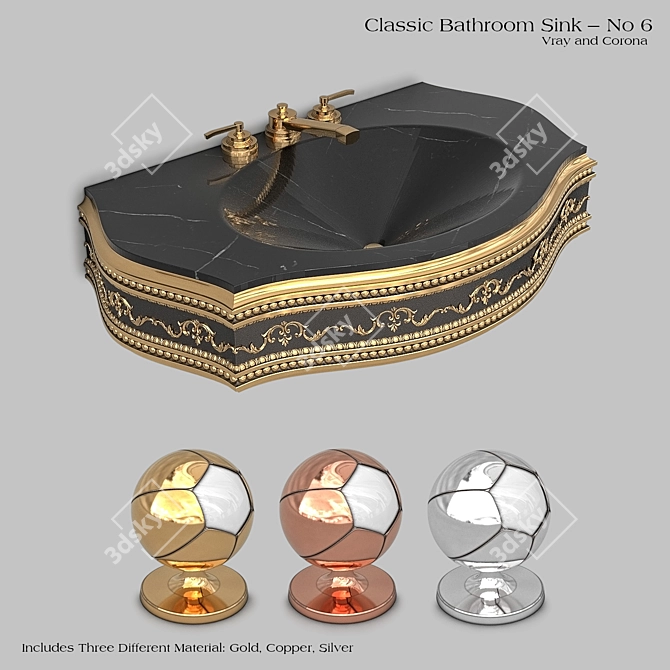 Elegant Wash Basin Set 3D model image 1