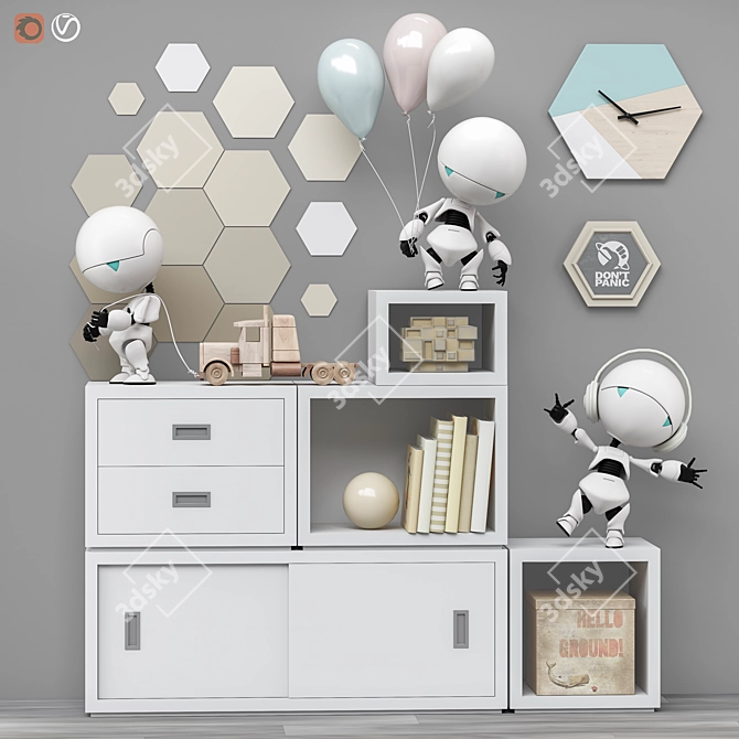 Modular Storage Set with Toys and Furniture 3D model image 1