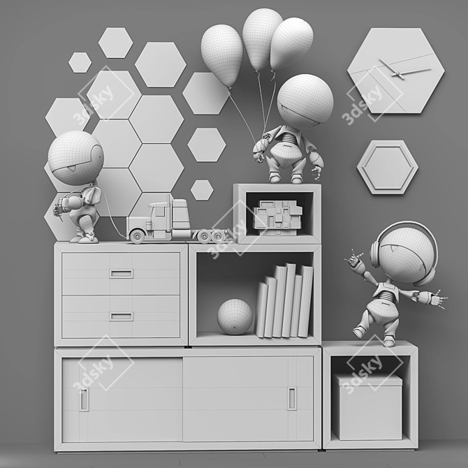 Modular Storage Set with Toys and Furniture 3D model image 5