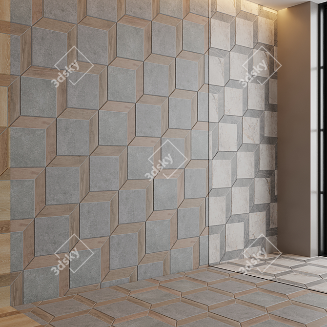 Stylish Hexagonal Ceramic Tiles - Kerama Marazzi Punto 3D model image 1