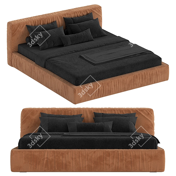 Jupiter Slim Bed: Comfy Camel Elegance 3D model image 1