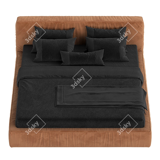 Jupiter Slim Bed: Comfy Camel Elegance 3D model image 2