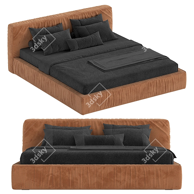 Jupiter Slim Bed: Comfy Camel Elegance 3D model image 6