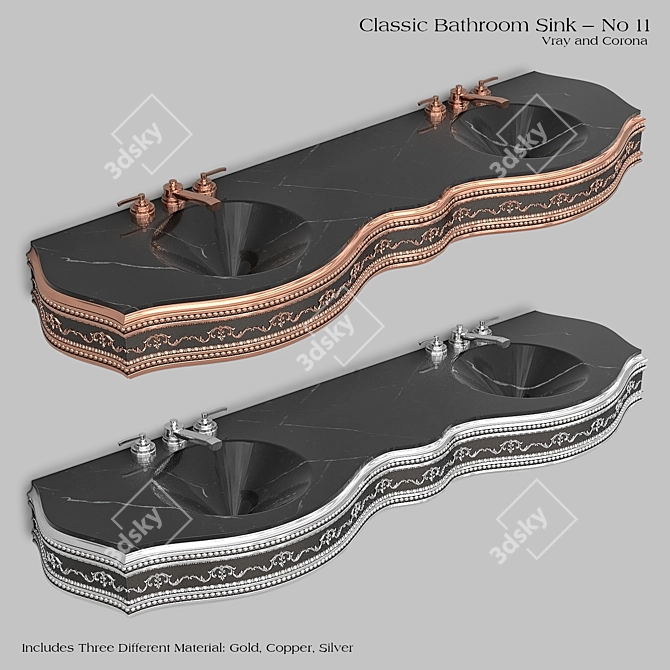 Vintage Wash Basin Set 3D model image 2