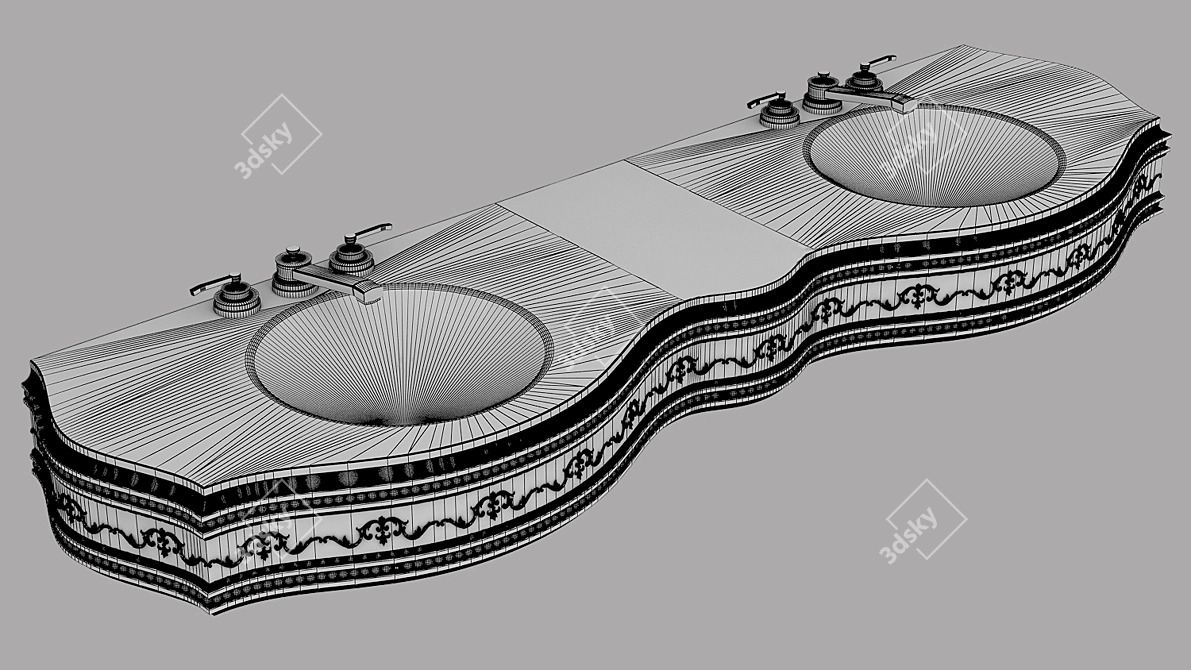 Vintage Wash Basin Set 3D model image 3