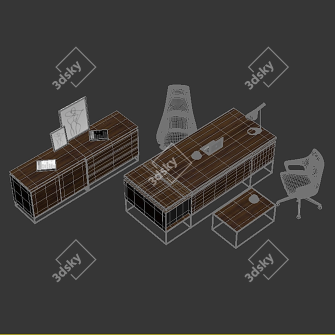 Executive Office Desk Manager 3D model image 5